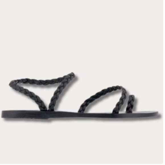 Ancient Greek Sandals Eleftheria Black Braided Leather Size 7 | Minimalist Black - Picture 1 of 11